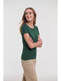  Russel AUTHENTIC ECO BOTTLEGREEN organikus női környakas póló
