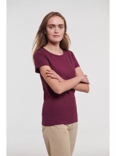   Russel AUTHENTIC ECO BURGUNDY organikus női környakas póló