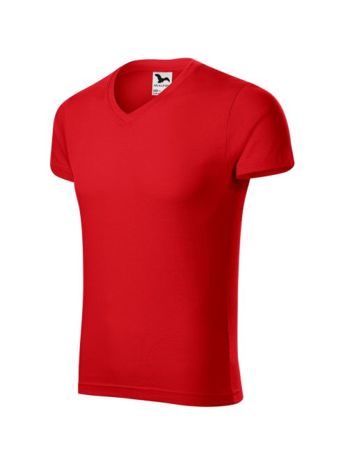 Malfini SLIM FIT V-NECK RED v-nyakú férfi póló