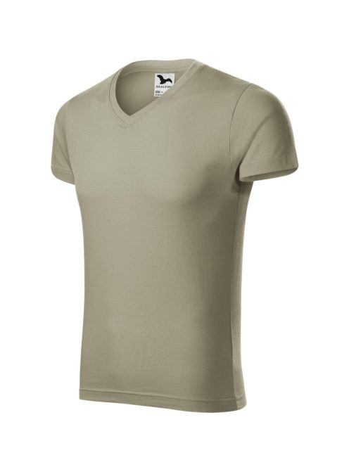 Malfini SLIM FIT V-NECK LIGHT KHAKI v-nyakú férfi póló