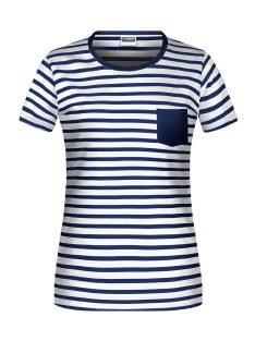 James & Nicholson STRIPED WHITENAVY környakas női póló