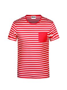 James & Nicholson STRIPED REDWHITE környakas férfi póló