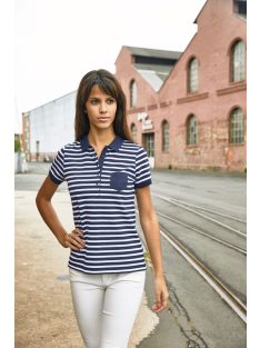 James & Nicholson STRIPED REDWHITE női galléros póló