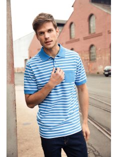   James & Nicholson STRIPED ATLANTICWHITE férfi galléros póló