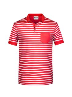 James & Nicholson STRIPED REDWHITE férfi galléros póló