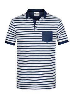 James & Nicholson STRIPED WHITENAVY férfi galléros póló
