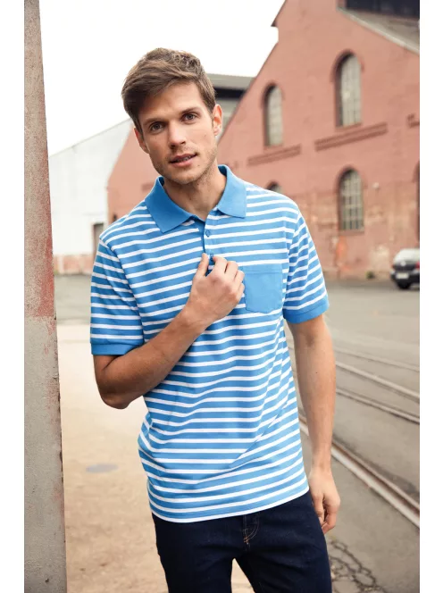 James & Nicholson STRIPED WHITENAVY férfi galléros póló