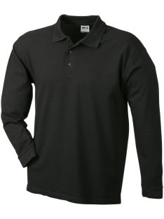   James & Nicholson PIQUÉ BLACK férfi hosszú ujjú galléros póló