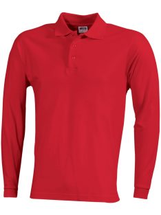   James & Nicholson PIQUÉ RED férfi hosszú ujjú galléros póló