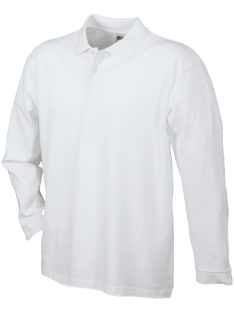   James & Nicholson PIQUÉ WHITE férfi hosszú ujjú galléros póló