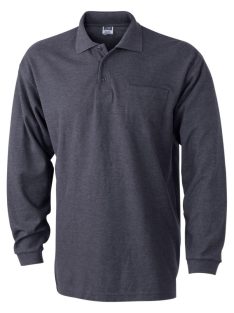   James & Nicholson PIQUÉ ANTHRACITE férfi hosszú ujjú galléros póló