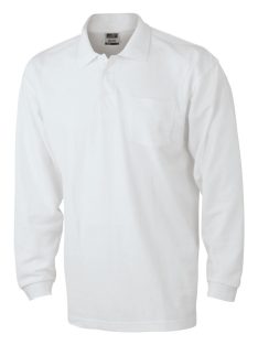   James & Nicholson PIQUÉ WHITE férfi hosszú ujjú galléros póló
