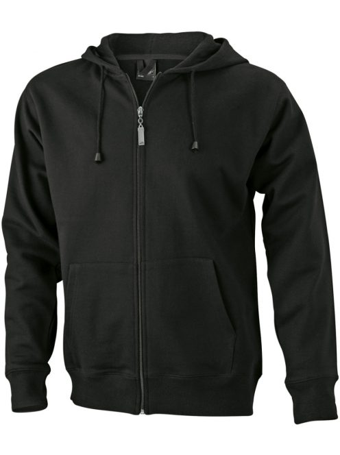 James & Nicholson HOODED BLACK férfi kapucnis cipzáras pulóver