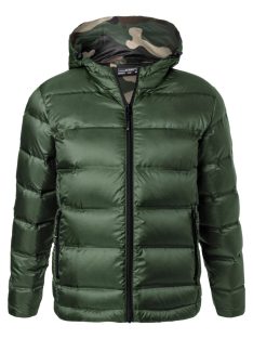   James & Nicholson DOWN OLIVECAMOUFLAGE férfi kapucnis bélelt kabát