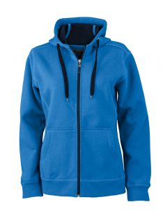   James & Nicholson DOUBLEFACE AZURNAVY női kapucnis cipzáras pulóver