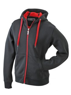   James & Nicholson DOUBLEFACE BLACKRED női kapucnis cipzáras pulóver