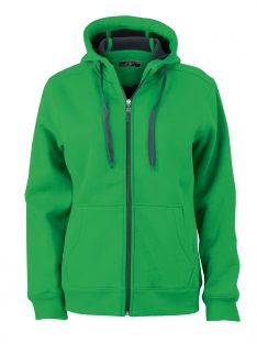   James & Nicholson DOUBLEFACE FERNGREENGRAPHITE női kapucnis cipzáras pulóver