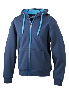   James & Nicholson DOUBLEFACE NAVYAQUA női kapucnis cipzáras pulóver