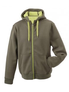   James & Nicholson DOUBLEFACE OLIVELIMEGREEN női kapucnis cipzáras pulóver