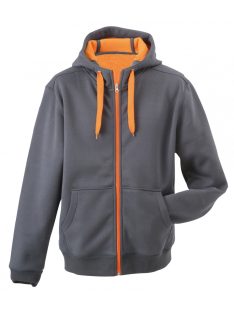   James & Nicholson DOUBLEFACE CARBONORANGE férfi kapucnis cipzáras pulóver