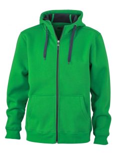   James & Nicholson DOUBLEFACE FERNGREENGRAPHITE férfi kapucnis cipzáras pulóver