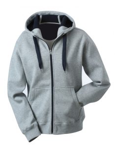   James & Nicholson DOUBLEFACE SPORTSGREYNAVY férfi kapucnis cipzáras pulóver