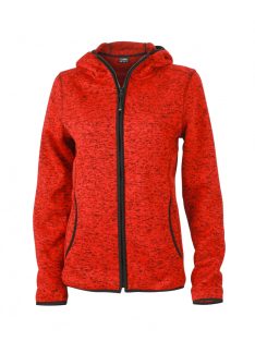   James & Nicholson KNITTED REDMELANGEBLACK női kapucnis cipzáras pulóver