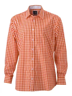   James & Nicholson CHECKED ORANGEWHITE férfi hosszú ujjú ing