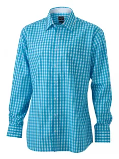   James & Nicholson CHECKED TURQUOISEWHITE férfi hosszú ujjú ing