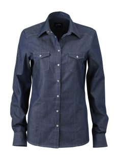 James & Nicholson DENIM DARKDENIM női hosszú ujjú blúz