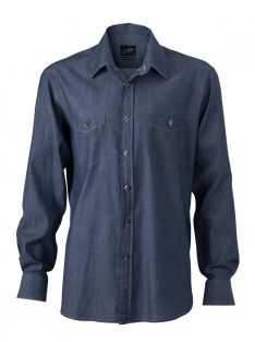 James & Nicholson DENIM DARKDENIM férfi hosszú ujjú ing