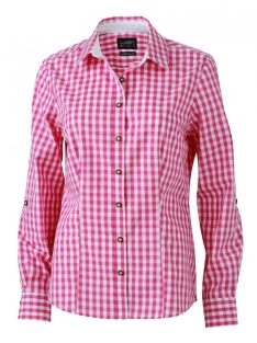   James & Nicholson TRADITIONAL PURPLEWHITE női hosszú ujjú blúz