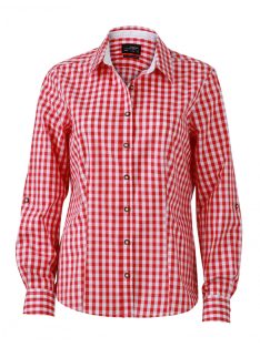   James & Nicholson TRADITIONAL REDWHITE női hosszú ujjú blúz