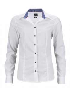   James & Nicholson PLAIN WHITEBLUEWHITE női hosszú ujjú blúz