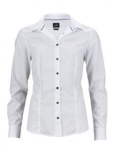   James & Nicholson PLAIN WHITELIGHTBLUE női hosszú ujjú blúz