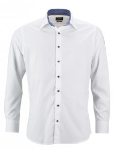   James & Nicholson PLAIN WHITEBLUEWHITE férfi hosszú ujjú ing