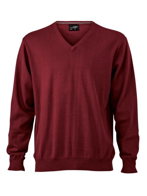 James & Nicholson V-NECK BORDEAUX férfi pulóver