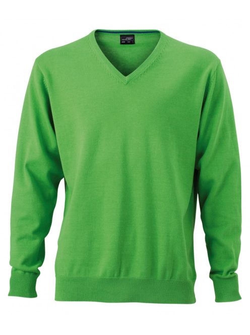 James & Nicholson V-NECK GREEN férfi pulóver