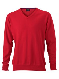 James & Nicholson V-NECK RED férfi pulóver