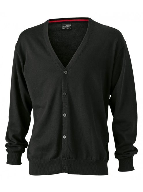 James & Nicholson V-NECK BLACK férfi kardigán