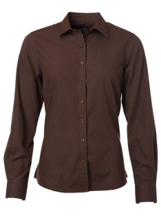 James & Nicholson POPLIN BROWN női hosszú ujjú blúz