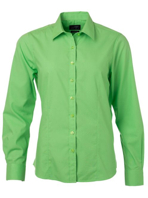 James & Nicholson POPLIN LIMEGREEN női hosszú ujjú blúz