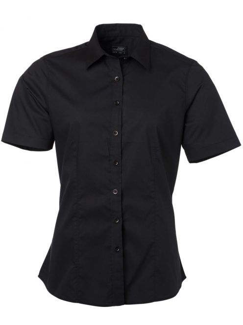 James & Nicholson POPLIN BLACK női rövid ujjú blúz