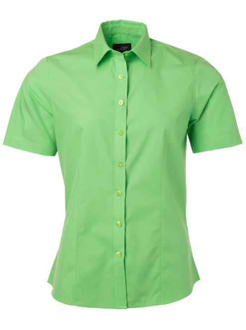 James & Nicholson POPLIN LIMEGREEN női rövid ujjú blúz