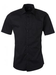 James & Nicholson POPLIN BLACK férfi rövid ujjú ing