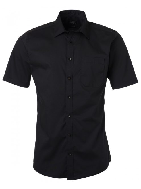 James & Nicholson POPLIN BLACK férfi rövid ujjú ing