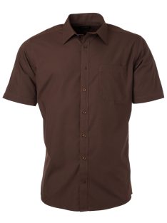 James & Nicholson POPLIN BROWN férfi rövid ujjú ing