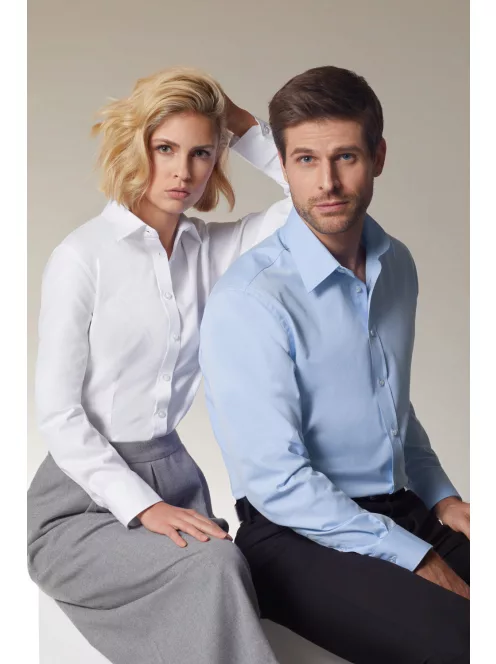 James & Nicholson HERRINGBONE WHITE női hosszúujjú blúz