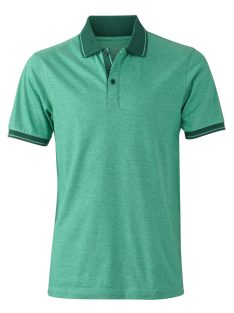   James & Nicholson HEATHER GREENMELANGE férfi galléros póló