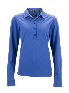   James & Nicholson PRO ROYALNAVYWHITE női hosszú ujjú galléros póló